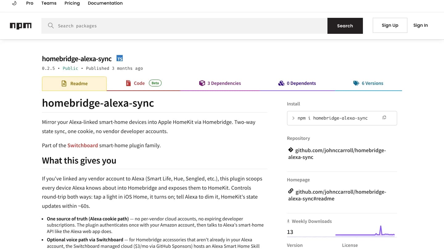 Homebridge Alexa Sync